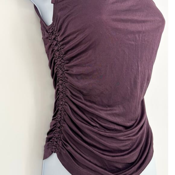 Express Deep Purple One Shoulder Y2K Slouchy Ruched Top Size M - Picture 2 of 6